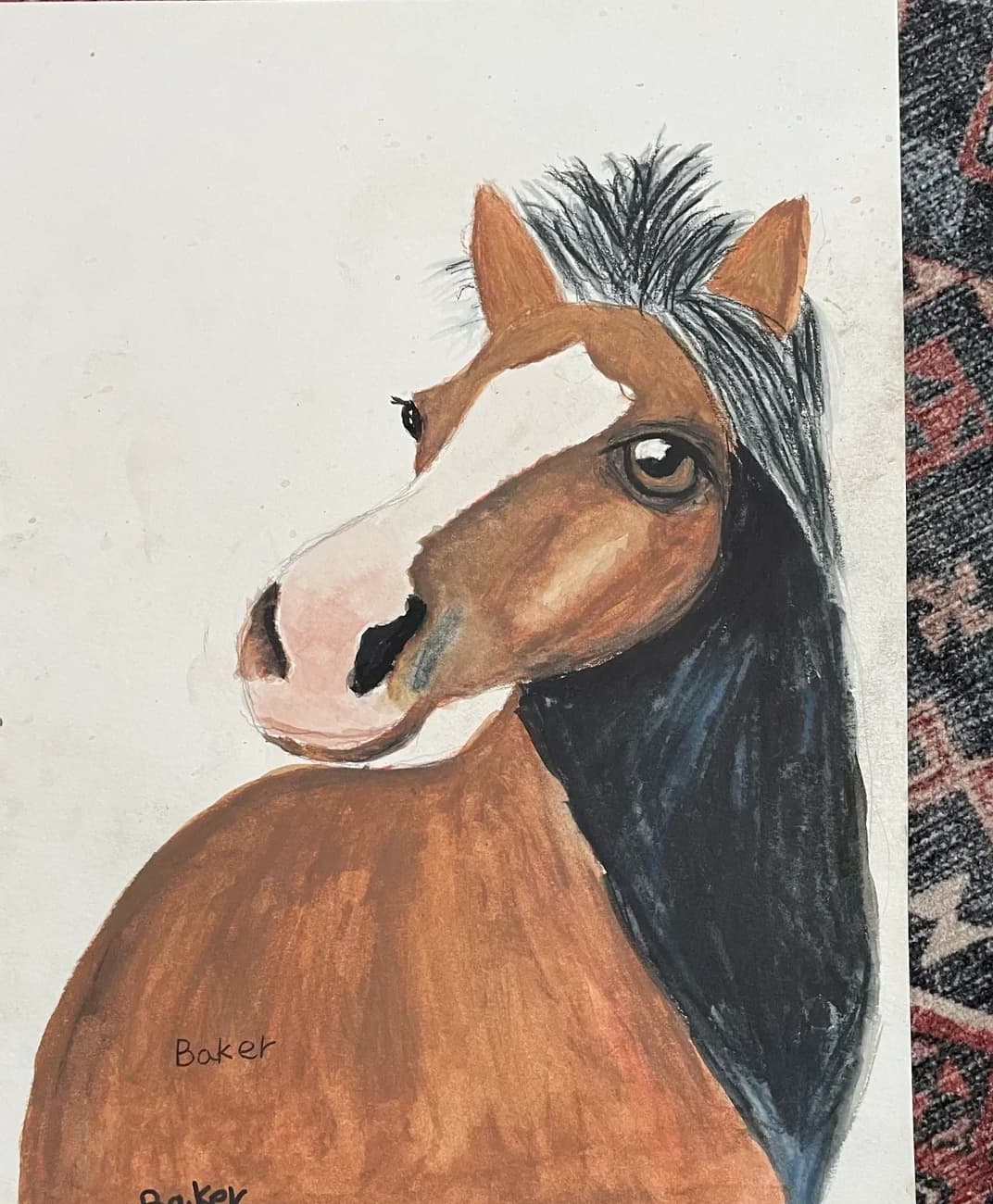 Whimsical watercolor horse painting