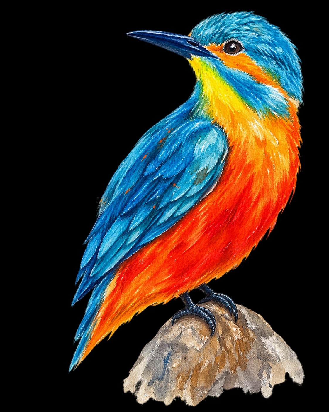 Watercolor kingfisher inspired by Baker's original painting